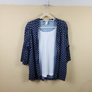 Vintage Vickie Wayne's Polka Dot Cardigan with Attached Tank Size 18